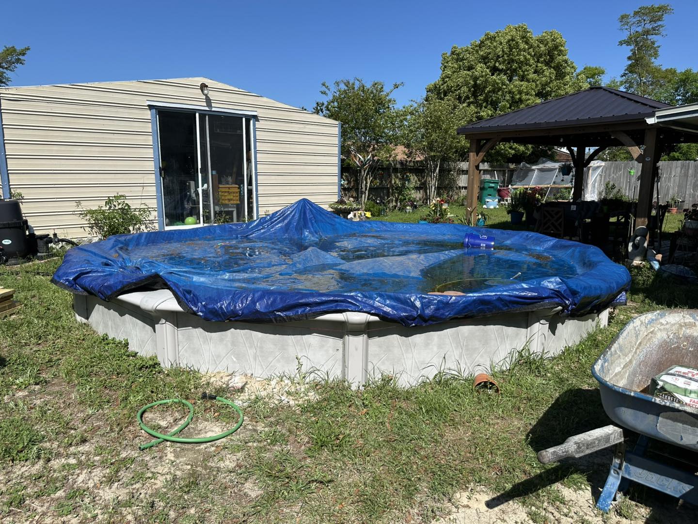 Custom-built pool stairs and a new deck